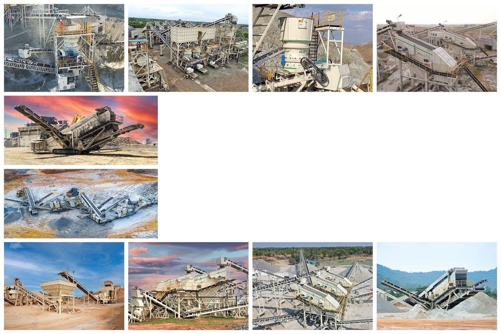 Crushing and screening plant in operation at dusk
